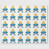 Niedlicher Happy Sun Cloud Regenbogen Cartoon Geschenkpapier (Flach)