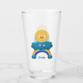 Niedlicher Happy Sun Cloud Regenbogen Cartoon Glas (Rückseite)