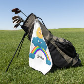 Niedlicher Happy Sun Cloud Regenbogen Cartoon Golfhandtuch (Gras)