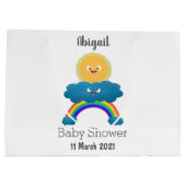 Niedlicher Happy Sun Cloud Regenbogen Cartoon Große Geschenktüte (Rückseite)