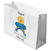 Niedlicher Happy Sun Cloud Regenbogen Cartoon Große Geschenktüte (Rückseite Schrägansicht)