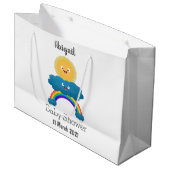 Niedlicher Happy Sun Cloud Regenbogen Cartoon Große Geschenktüte (Vorderseite Schrägansicht)
