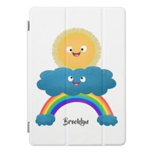 Niedlicher Happy Sun Cloud Regenbogen Cartoon iPad Pro Cover