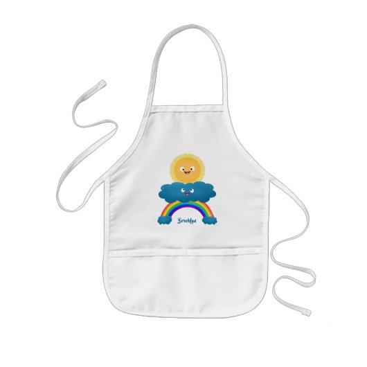 Niedlicher Happy Sun Cloud Regenbogen Cartoon Kinderschürze (Vorne)