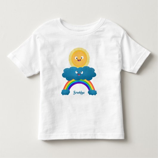 Niedlicher Happy Sun Cloud Regenbogen Cartoon Kleinkind T-shirt (Vorderseite)