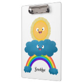 Niedlicher Happy Sun Cloud Regenbogen Cartoon Klemmbrett (Links)