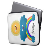 Niedlicher Happy Sun Cloud Regenbogen Cartoon Laptopschutzhülle (Vorderseite Links)