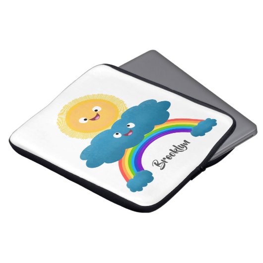 Niedlicher Happy Sun Cloud Regenbogen Cartoon Laptopschutzhülle (Vorne Oben)
