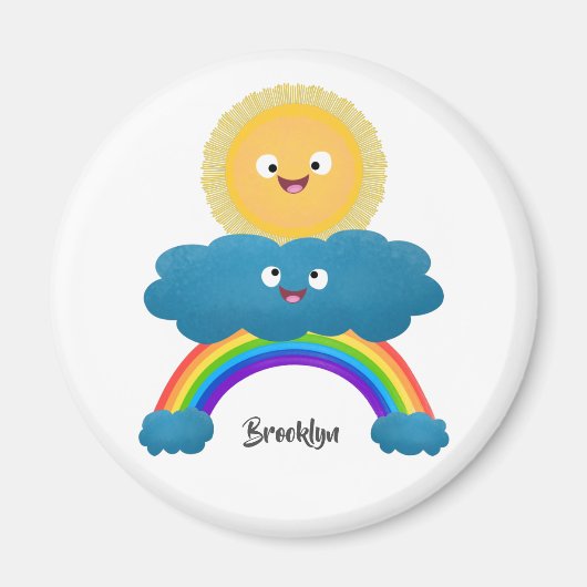 Niedlicher Happy Sun Cloud Regenbogen Cartoon Magnet (Vorne)