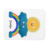Niedlicher Happy Sun Cloud Regenbogen Cartoon Magnet (Horizontal)