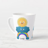 Niedlicher Happy Sun Cloud Regenbogen Cartoon Milchtasse (Linke Ecke)