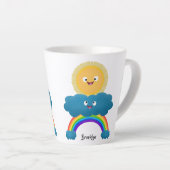 Niedlicher Happy Sun Cloud Regenbogen Cartoon Milchtasse (Rechte Ecke)