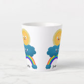 Niedlicher Happy Sun Cloud Regenbogen Cartoon Milchtasse (Vorderseite)