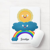 Niedlicher Happy Sun Cloud Regenbogen Cartoon Mousepad (Mit Mouse)