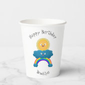 Niedlicher Happy Sun Cloud Regenbogen Cartoon Pappbecher (Rückseite)