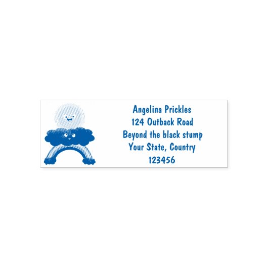 Niedlicher Happy Sun Cloud Regenbogen Cartoon Permastempel (Design)