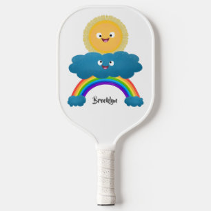 Niedlicher Happy Sun Cloud Regenbogen Cartoon Pickleball Schläger