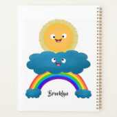 Niedlicher Happy Sun Cloud Regenbogen Cartoon Planer (Rückseite)