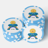Niedlicher Happy Sun Cloud Regenbogen Cartoon Pokerchips (Stapel)