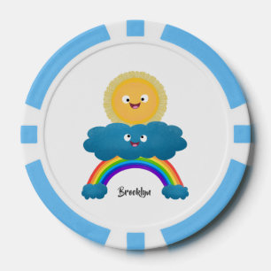 Niedlicher Happy Sun Cloud Regenbogen Cartoon Pokerchips