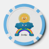 Niedlicher Happy Sun Cloud Regenbogen Cartoon Pokerchips (Rückseite)