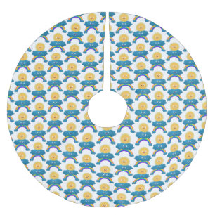 Niedlicher Happy Sun Cloud Regenbogen Cartoon Polyester Weihnachtsbaumdecke