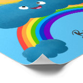 Niedlicher Happy Sun Cloud Regenbogen Cartoon Poster (Ecke)