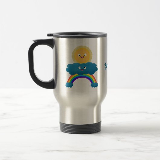 Niedlicher Happy Sun Cloud Regenbogen Cartoon Reisebecher (Links)