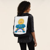 Niedlicher Happy Sun Cloud Regenbogen Cartoon Rucksack (Ausgewaschen)