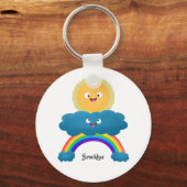 Niedlicher Happy Sun Cloud Regenbogen Cartoon Schlüsselanhänger (Vorderseite)