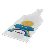 Niedlicher Happy Sun Cloud Regenbogen Cartoon Schneidebrett (Ecke)