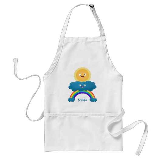 Niedlicher Happy Sun Cloud Regenbogen Cartoon Schürze (Vorne)