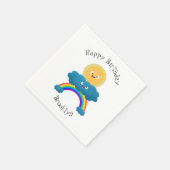 Niedlicher Happy Sun Cloud Regenbogen Cartoon Serviette (Ecke)