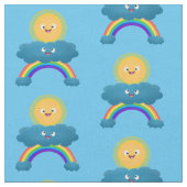 Niedlicher Happy Sun Cloud Regenbogen Cartoon Stoff (Nahaufnahme)