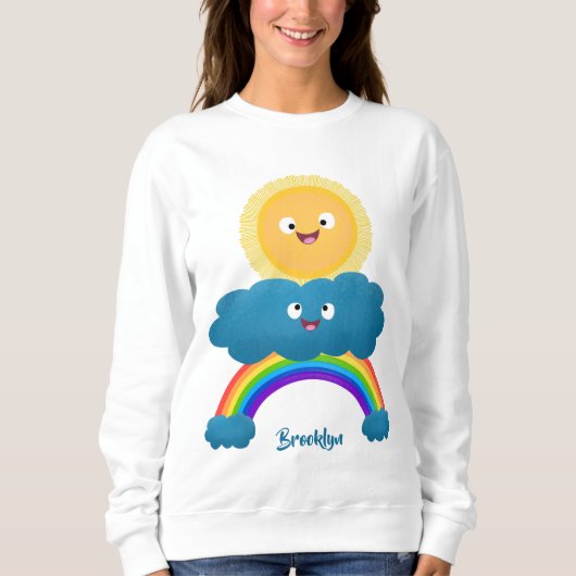 Niedlicher Happy Sun Cloud Regenbogen Cartoon Sweatshirt (Vorderseite)