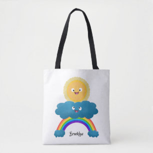 Niedlicher Happy Sun Cloud Regenbogen Cartoon Tasche