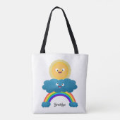 Niedlicher Happy Sun Cloud Regenbogen Cartoon Tasche (Rückseite)