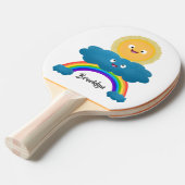 Niedlicher Happy Sun Cloud Regenbogen Cartoon Tischtennis Schläger (Vorderseite)