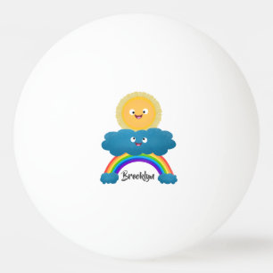 Niedlicher Happy Sun Cloud Regenbogen Cartoon Tischtennisball
