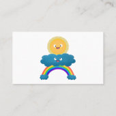 Niedlicher Happy Sun Cloud Regenbogen Cartoon Visitenkarte (Rückseite)