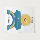 Niedlicher Happy Sun Cloud Regenbogen Cartoon Wandteppich (Vorderseite (Horizontal))