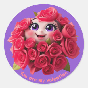 Niedlicher Happy Valentines Day 2025 Geschenkstick Runder Aufkleber