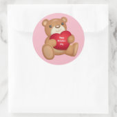 Niedlicher Happy Valentine's Day Teddy Bär Runder Aufkleber (Tasche)