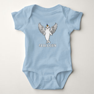 Niedlicher Harfen-Siegel-Welpeunicorn-polares Baby Strampler