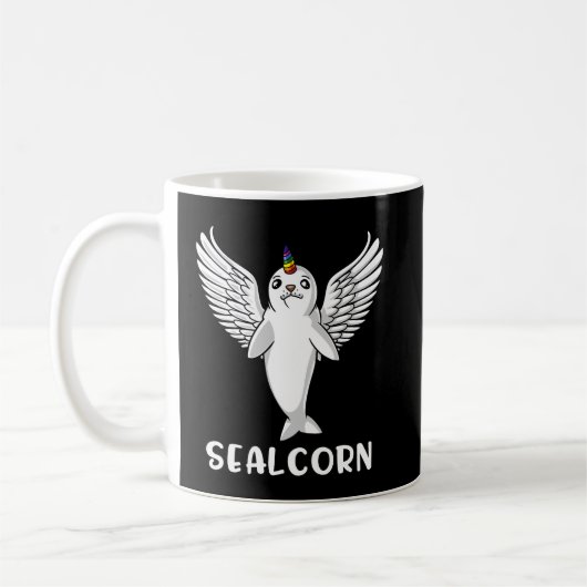 Niedlicher Harfen-Siegel-Welpeunicorn-polares Kaffeetasse (Links)