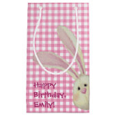 niedlicher Hase auf rosa Gingham Kleine Geschenktüte (Vorderseite)