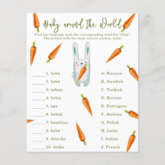 Niedlicher Hase - Baby rund um das Weltspiel (Vorderseite)