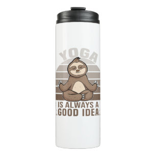 Niedlicher Hase beim Yoga. lustige Yoga-Posen Thermosbecher