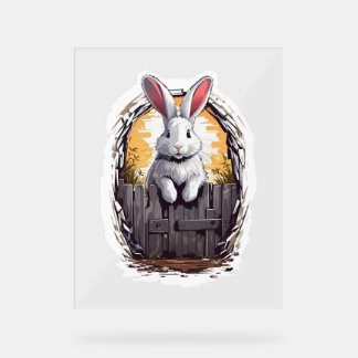 Niedlicher Hase, der von hinten lächelt Acrylschild