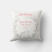 Niedlicher Hase im Kranz - Kinderzimmer Geburtssta Kissen (Rückseite)